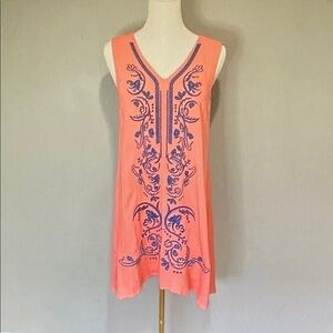 Knox Rose Peach Tunic with Navy Detailing